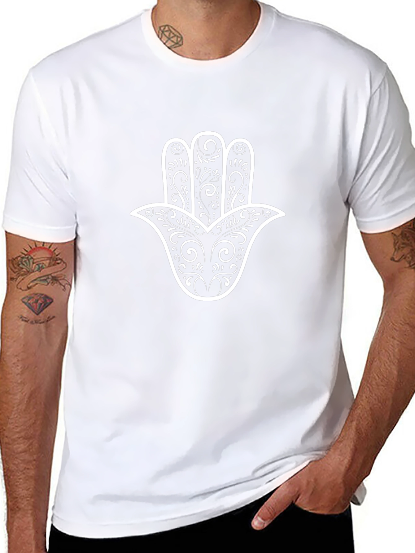 Hamsa Hand Graphic Black T-Shirt