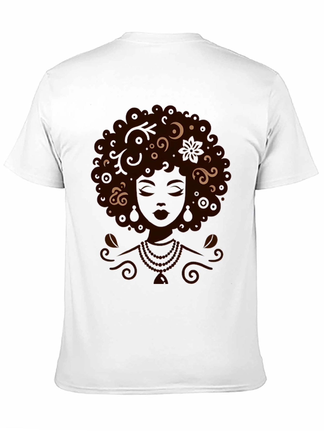 Black Graphic Tee - Afro Woman Art