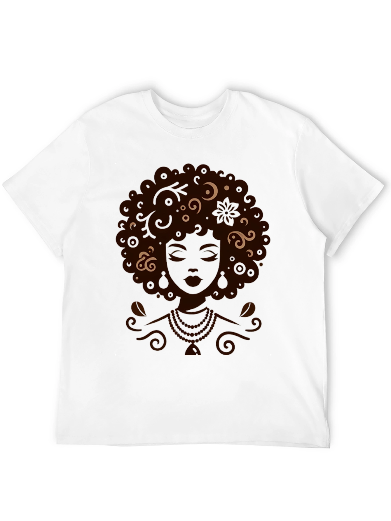 Black Graphic Tee - Afro Woman Art
