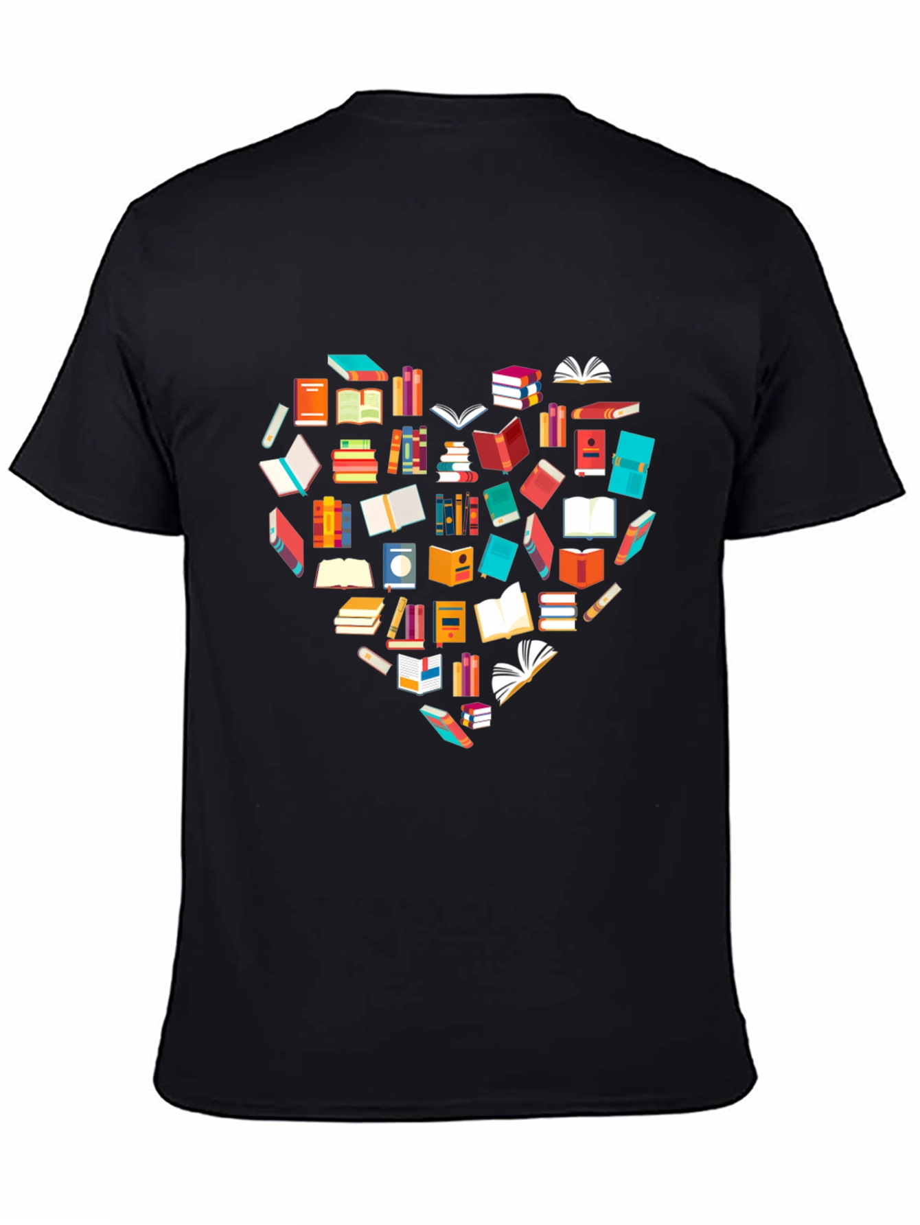 Book Lover Heart Graphic Tee - Black T-Shirt