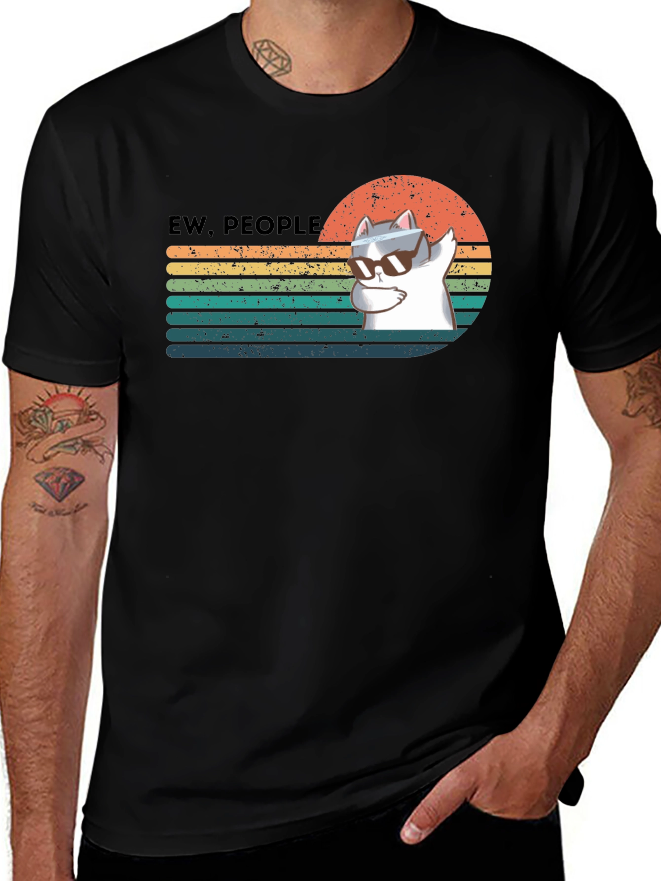 Ew People Cat Dabbing Graphic T-Shirt