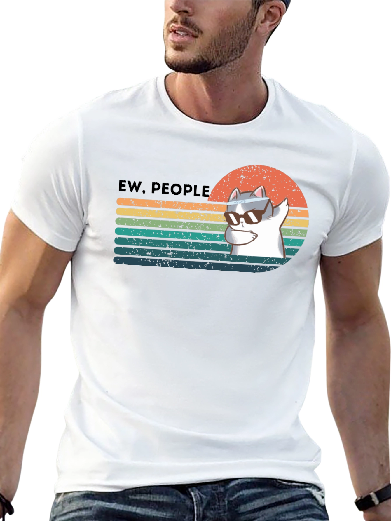 Ew People Cat Dabbing Graphic T-Shirt