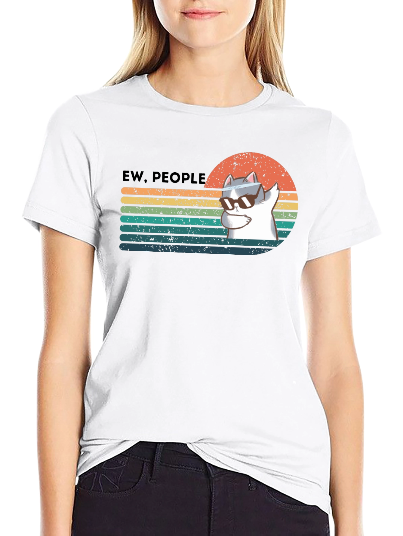 Ew People Cat Dabbing Graphic T-Shirt