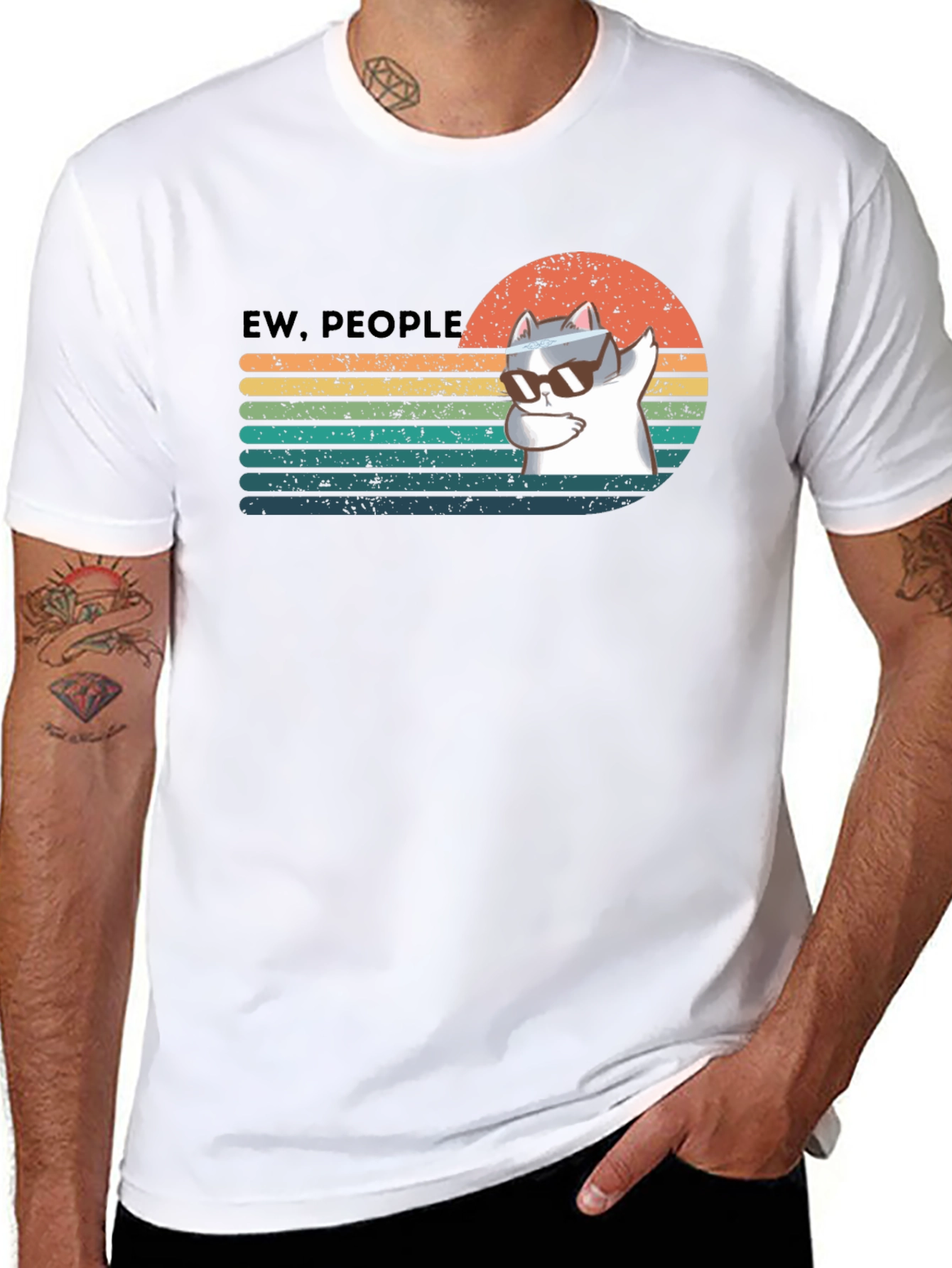 Ew People Cat Dabbing Graphic T-Shirt