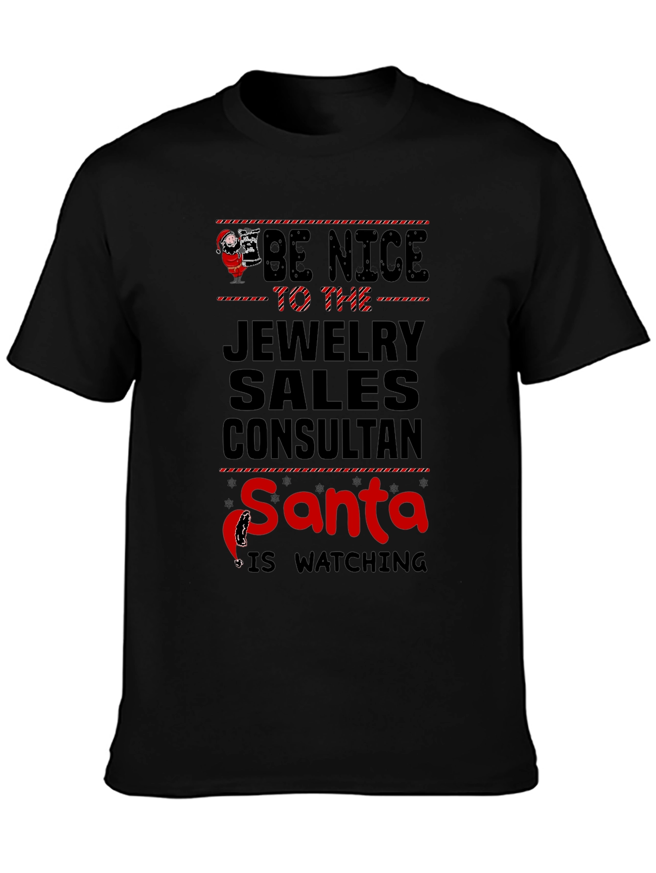 Funny Jewelry Sales Consultant Santa Watching T-Shirt
