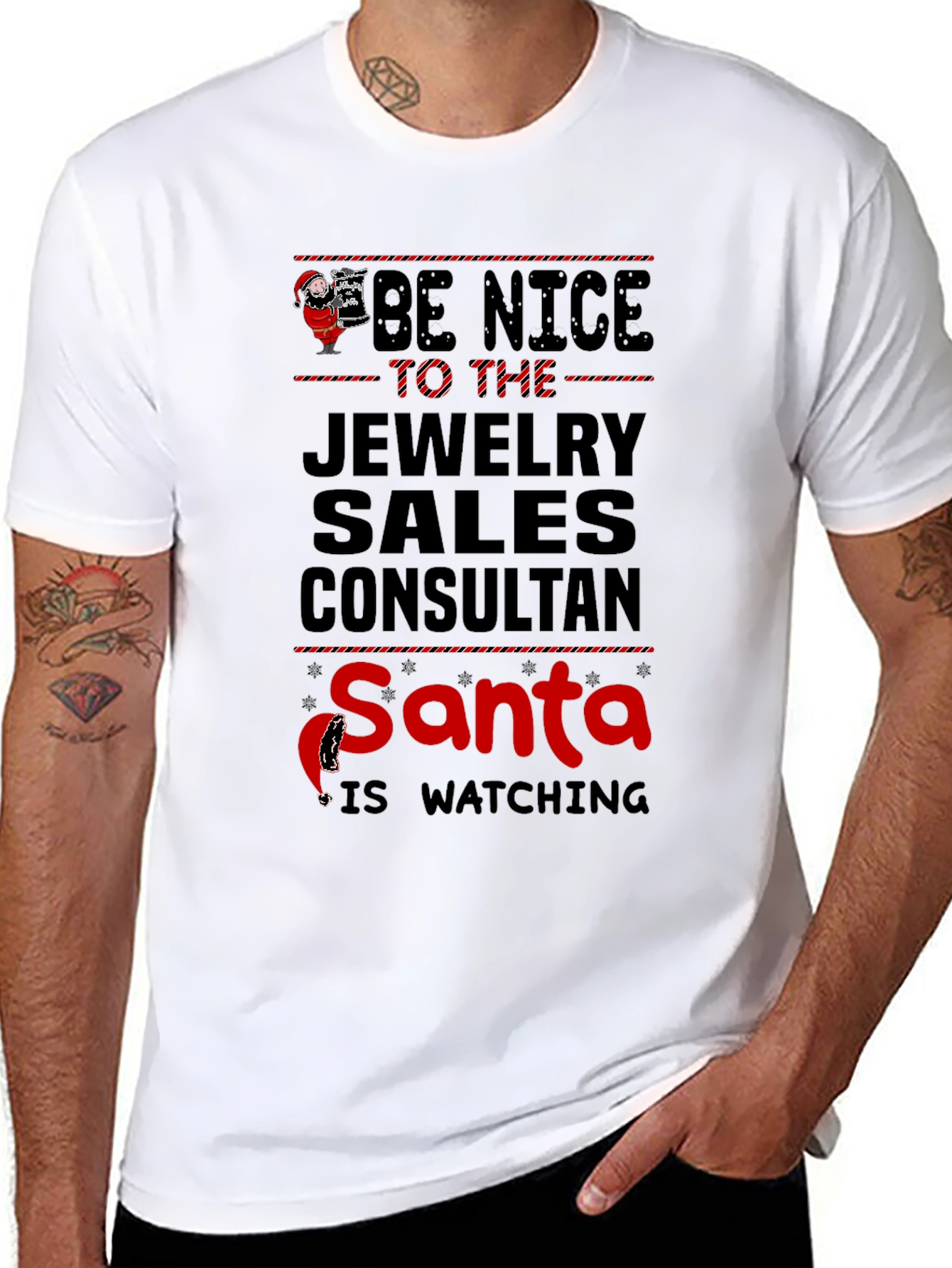 Funny Jewelry Sales Consultant Santa Watching T-Shirt