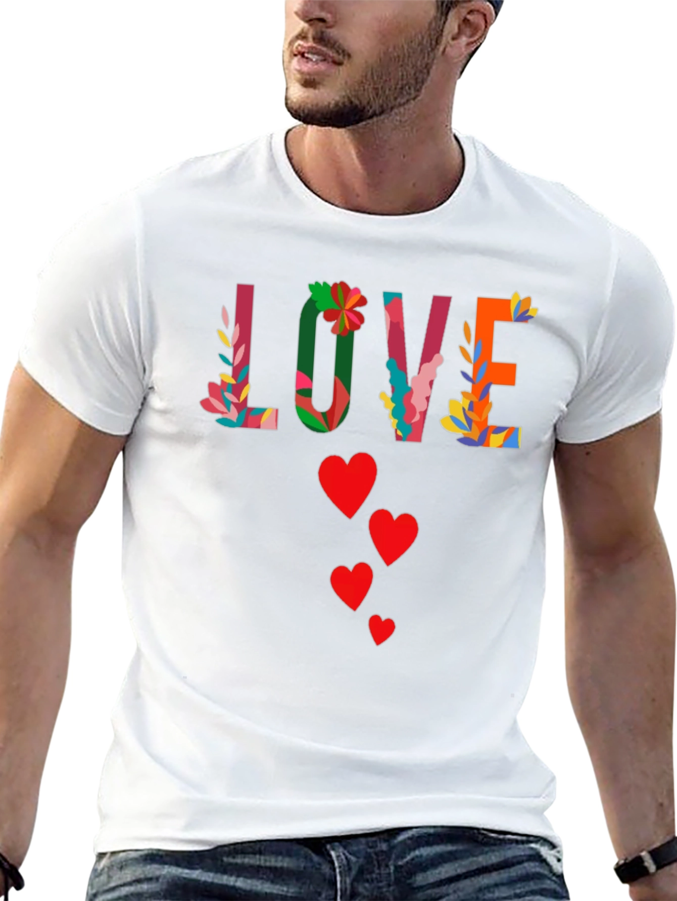Floral Love Graphic Tee - Black Cotton Shirt