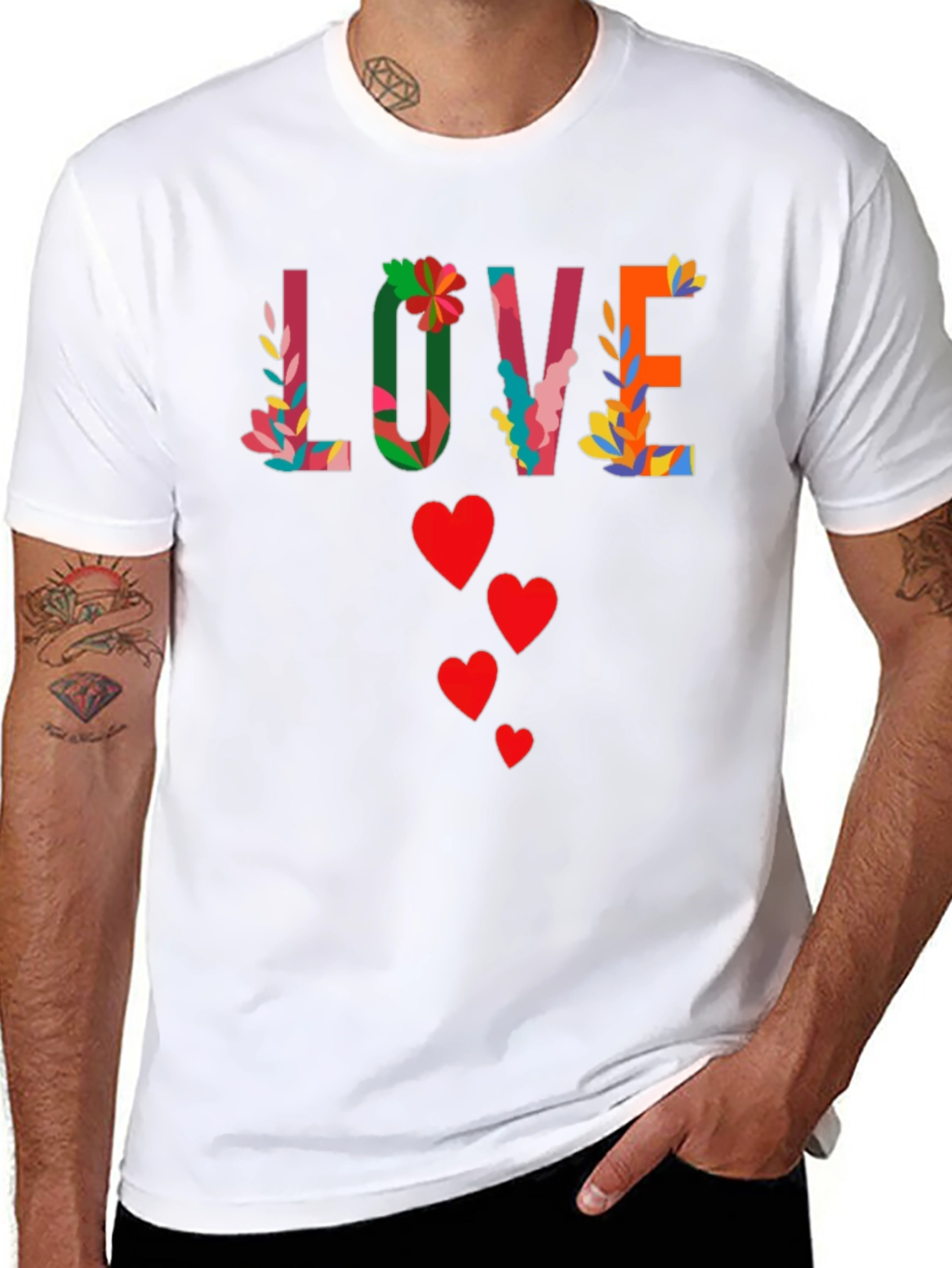 Floral Love Graphic Tee - Black Cotton Shirt
