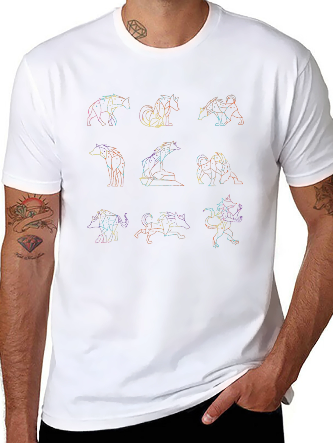 Geometric Constellation Dog T-Shirt - Modern Graphic Tee