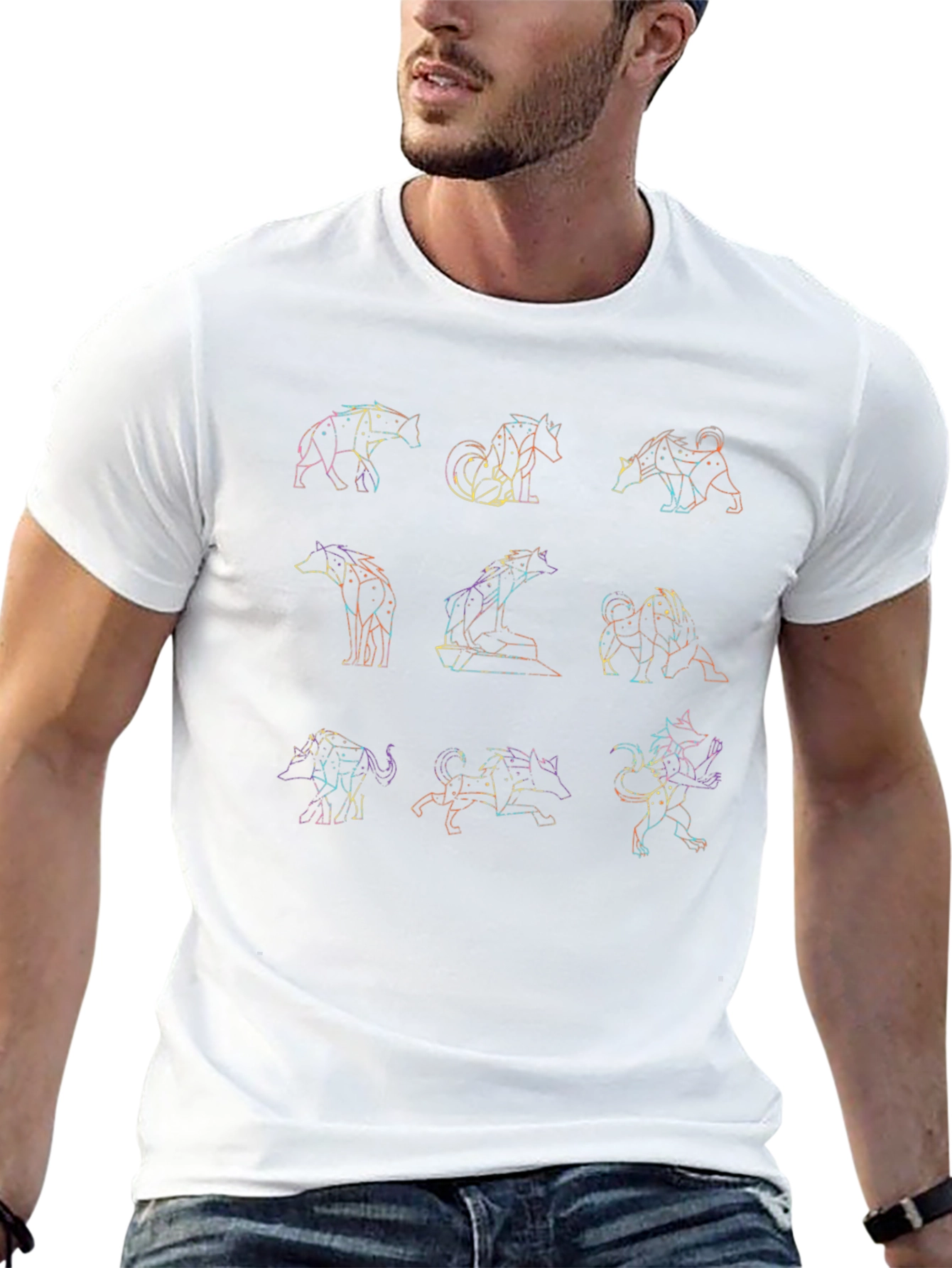 Geometric Constellation Dog T-Shirt - Modern Graphic Tee