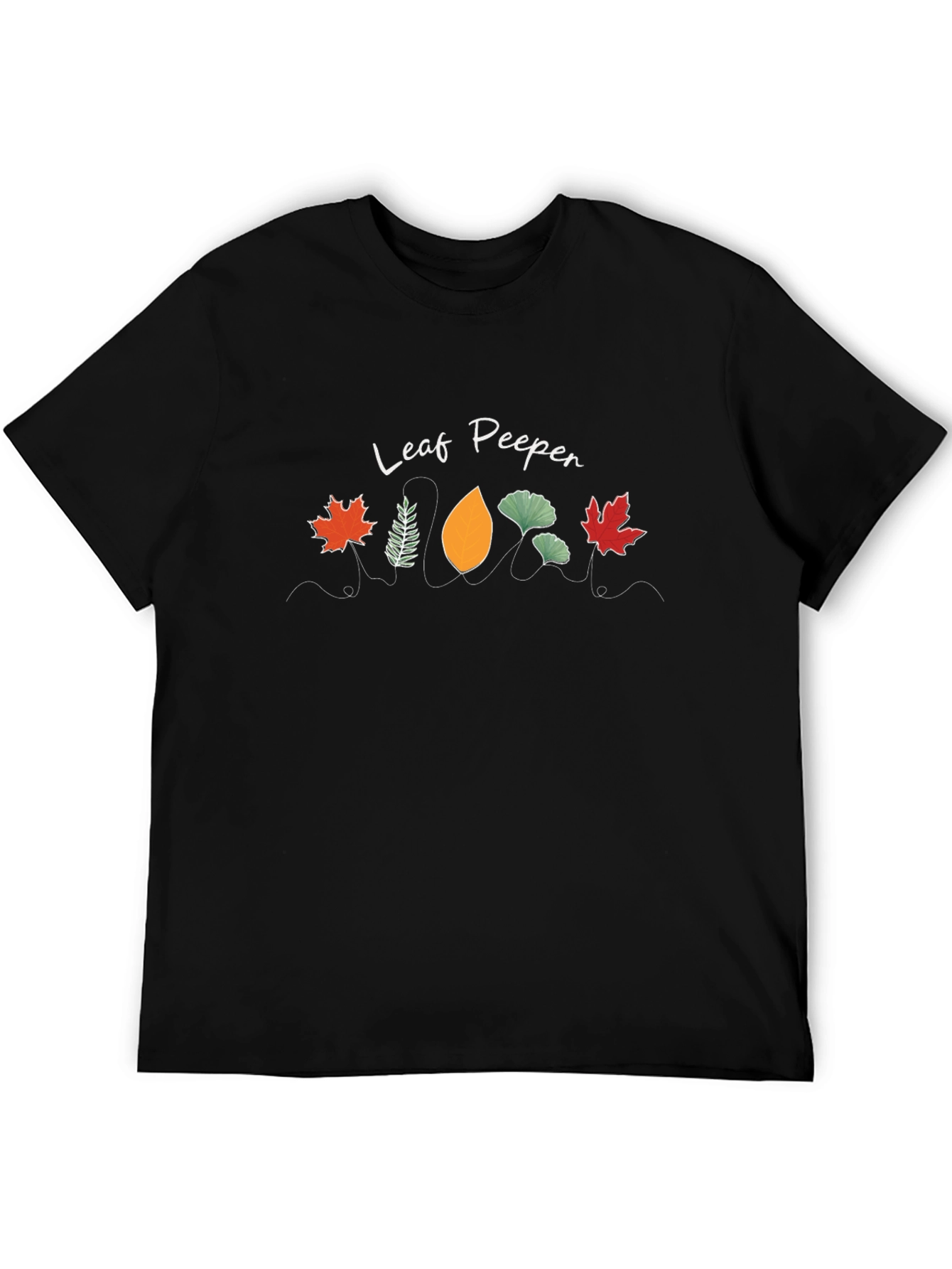 Leaf Peeper Graphic Tee - Black Cotton T-Shirt