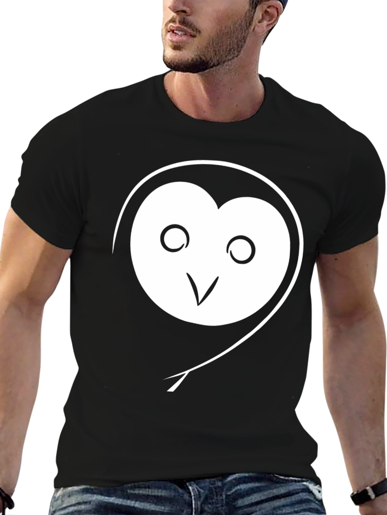 Owl Graphic Tee - Trendy Black T-Shirt