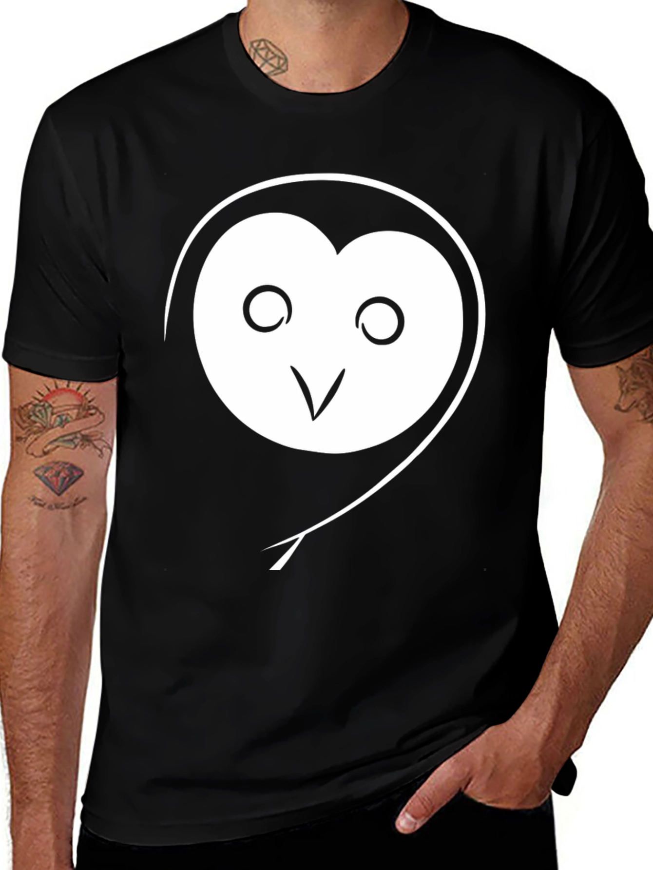Owl Graphic Tee - Trendy Black T-Shirt