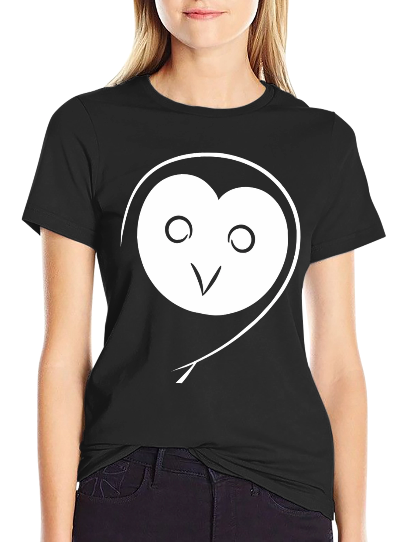 Owl Graphic Tee - Trendy Black T-Shirt