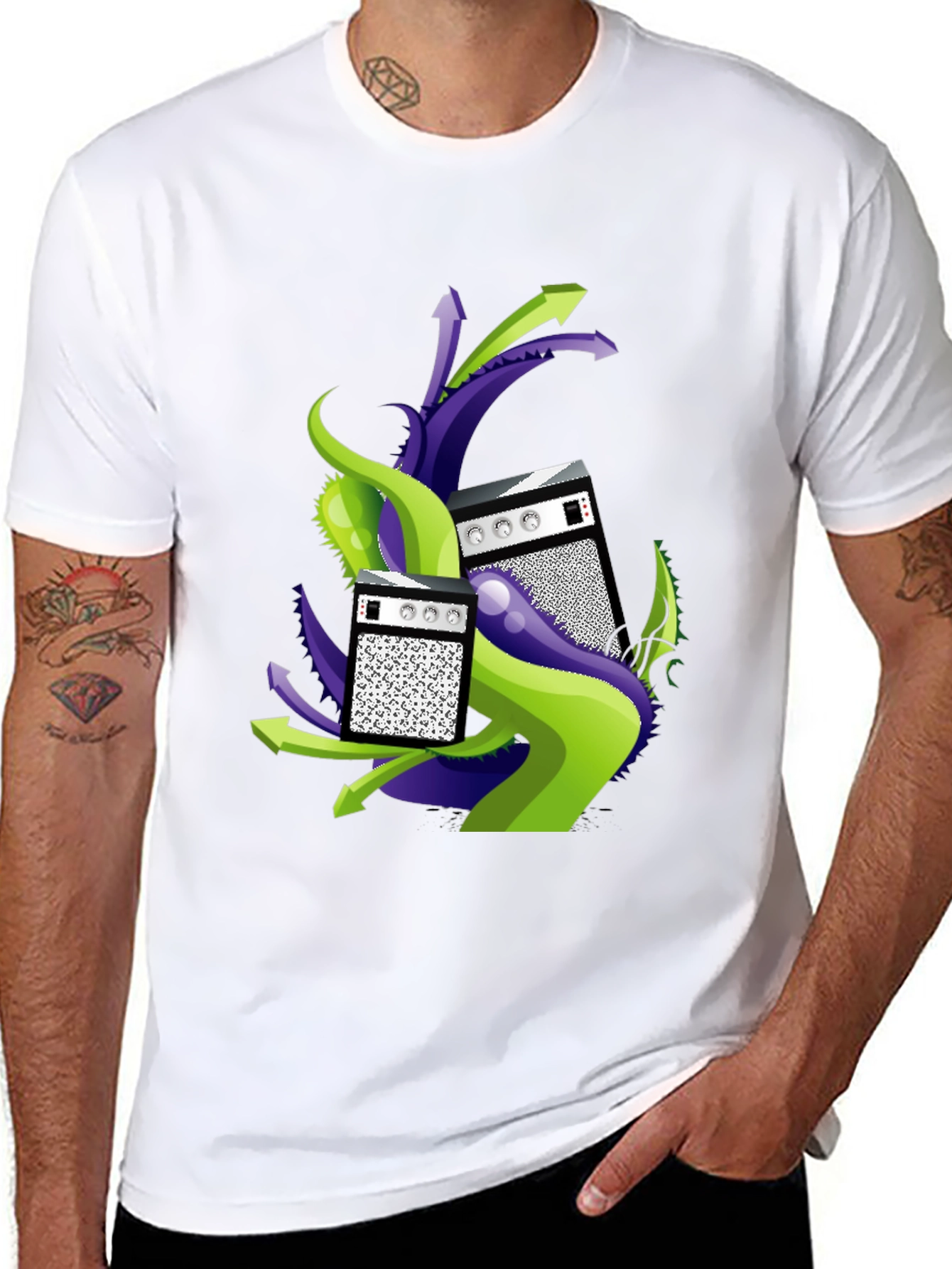 Abstract Speaker Graphic Tee - Black