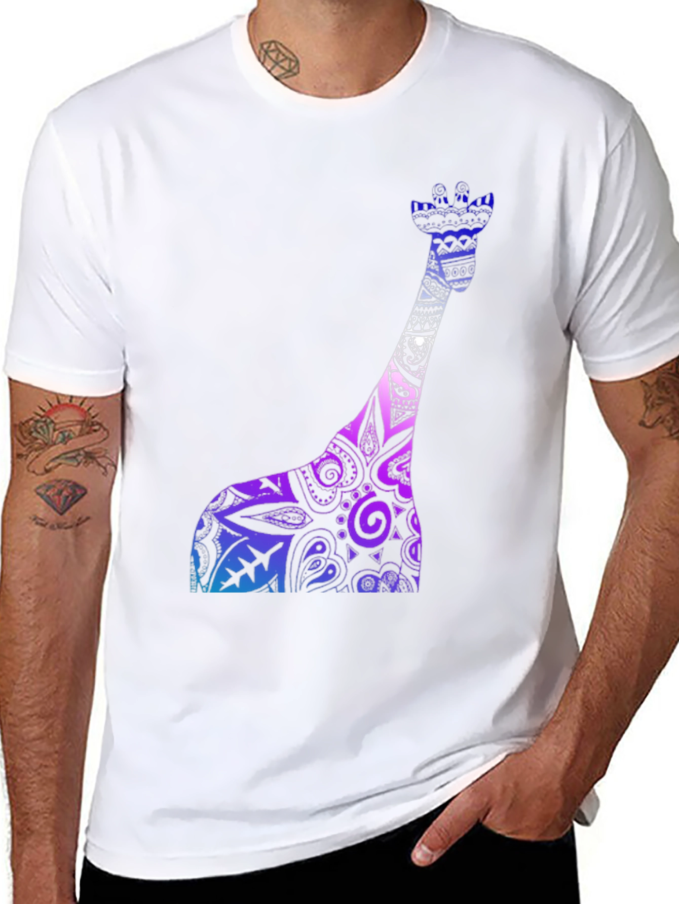 Giraffe Print Crew Neck Short Sleeve T-Shirt