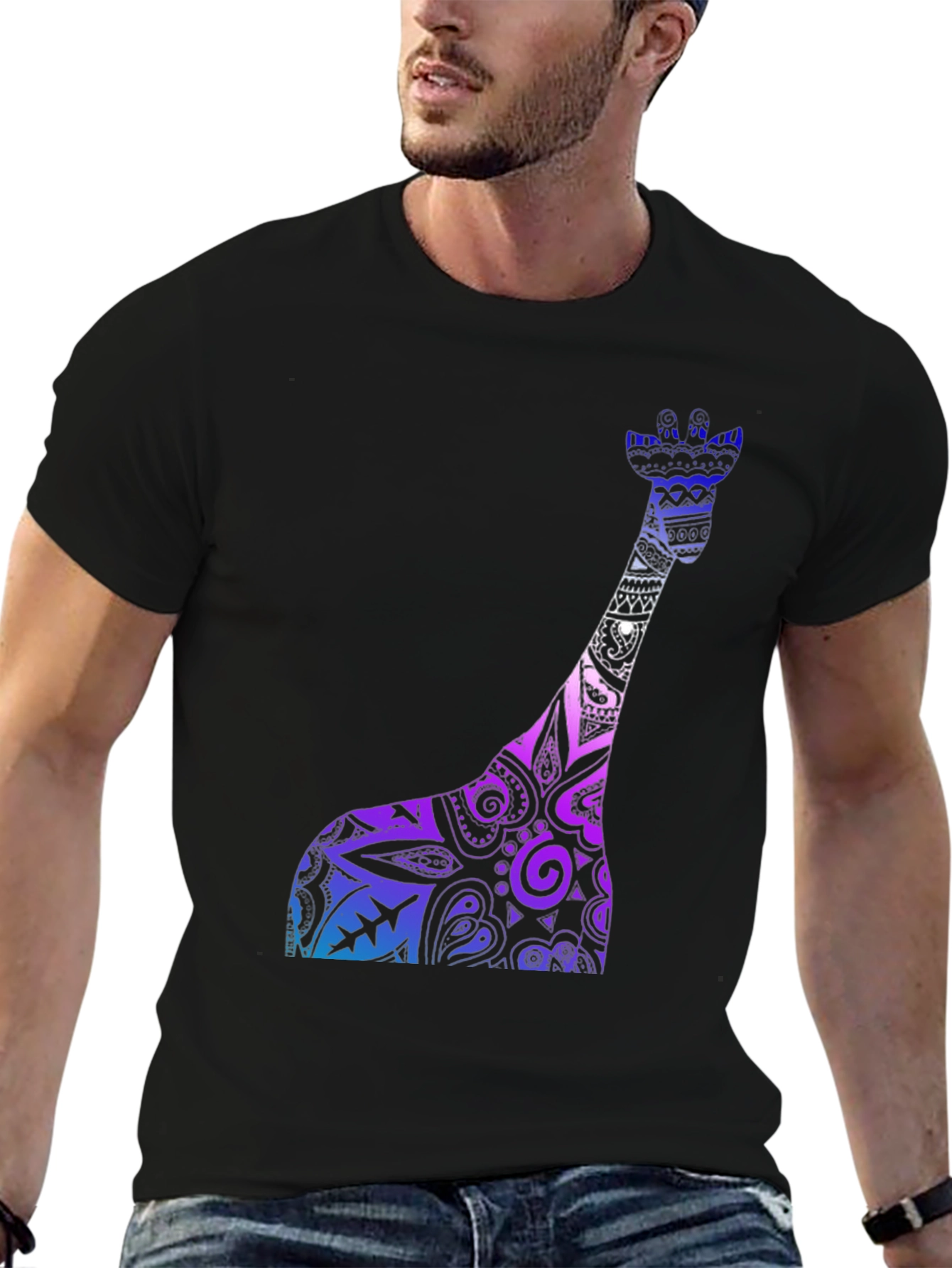 Giraffe Print Crew Neck Short Sleeve T-Shirt