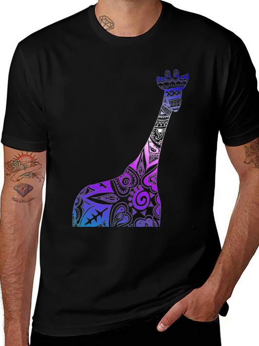 Giraffe Print Crew Neck Short Sleeve T-Shirt