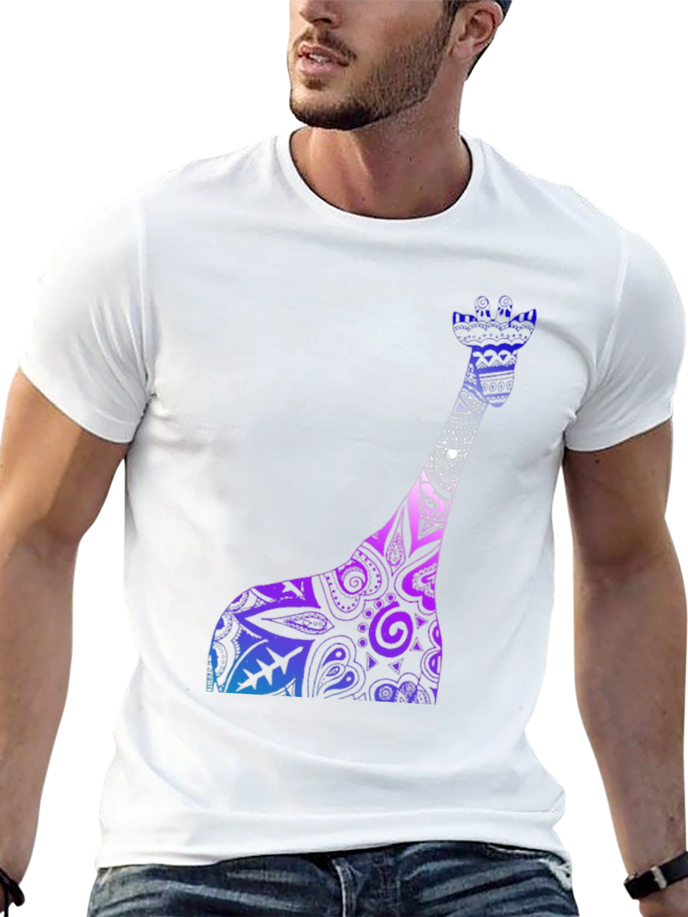 Giraffe Print Crew Neck Short Sleeve T-Shirt