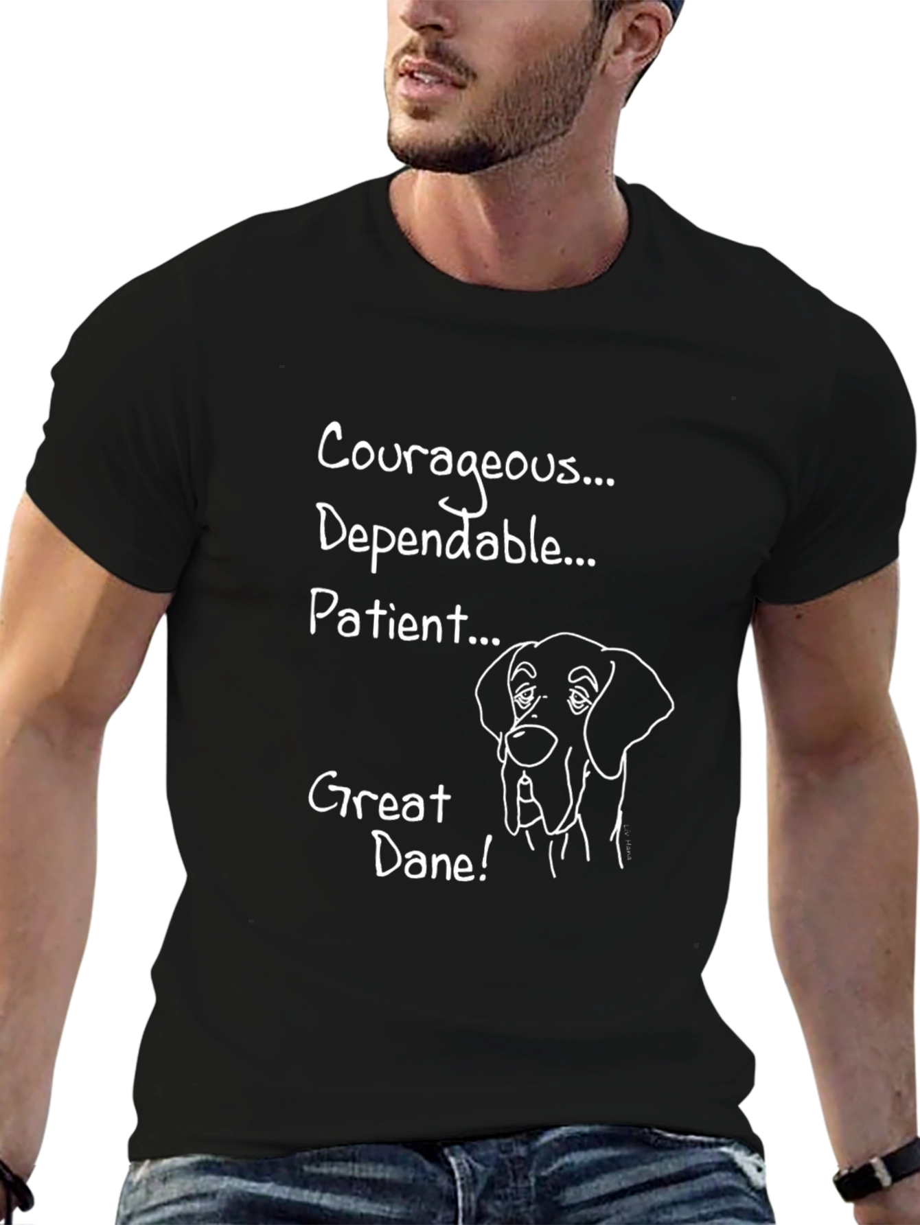 Courageous Great Dane Black T-Shirt