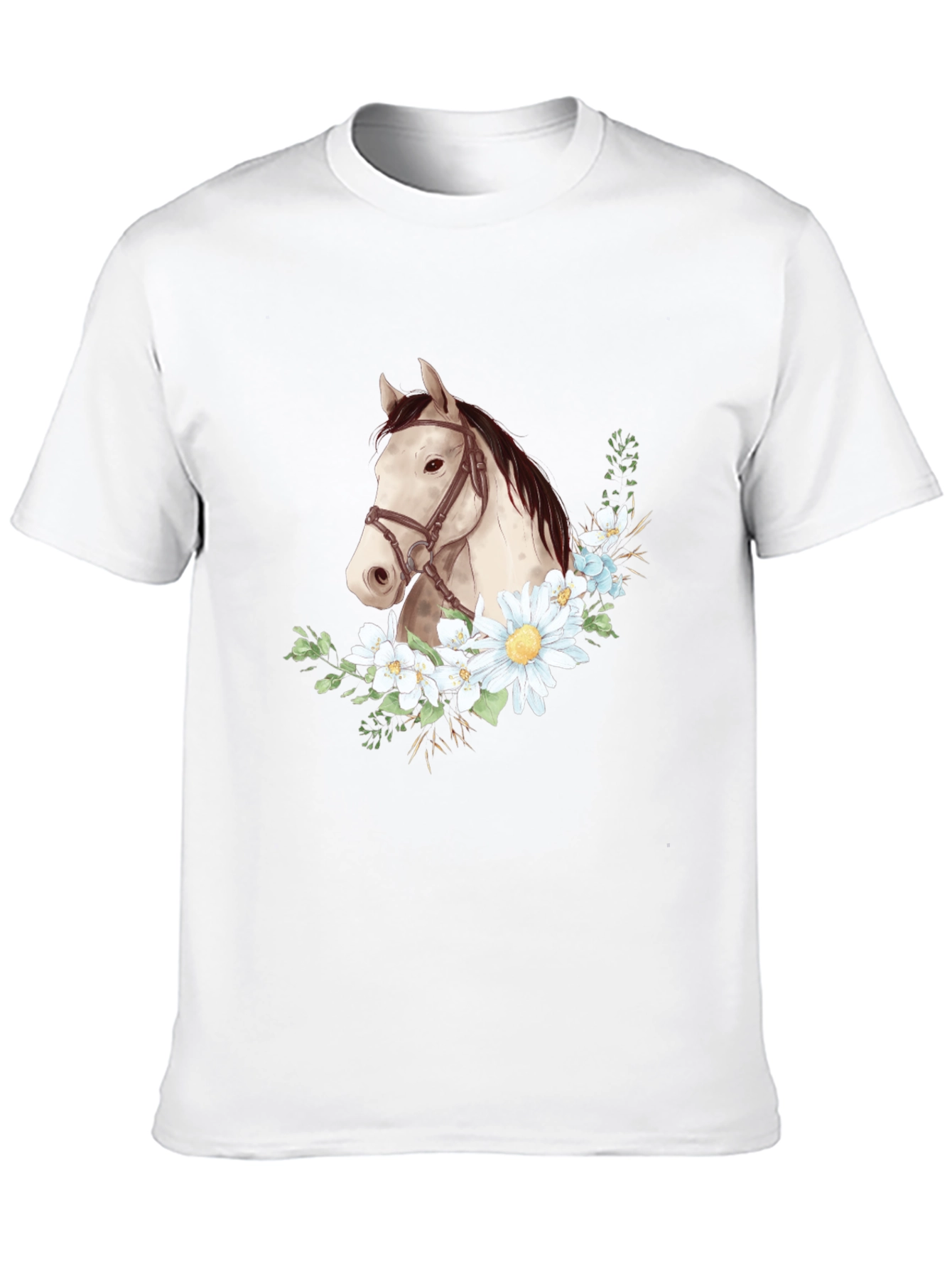 Horse & Floral Graphic Tee - Black