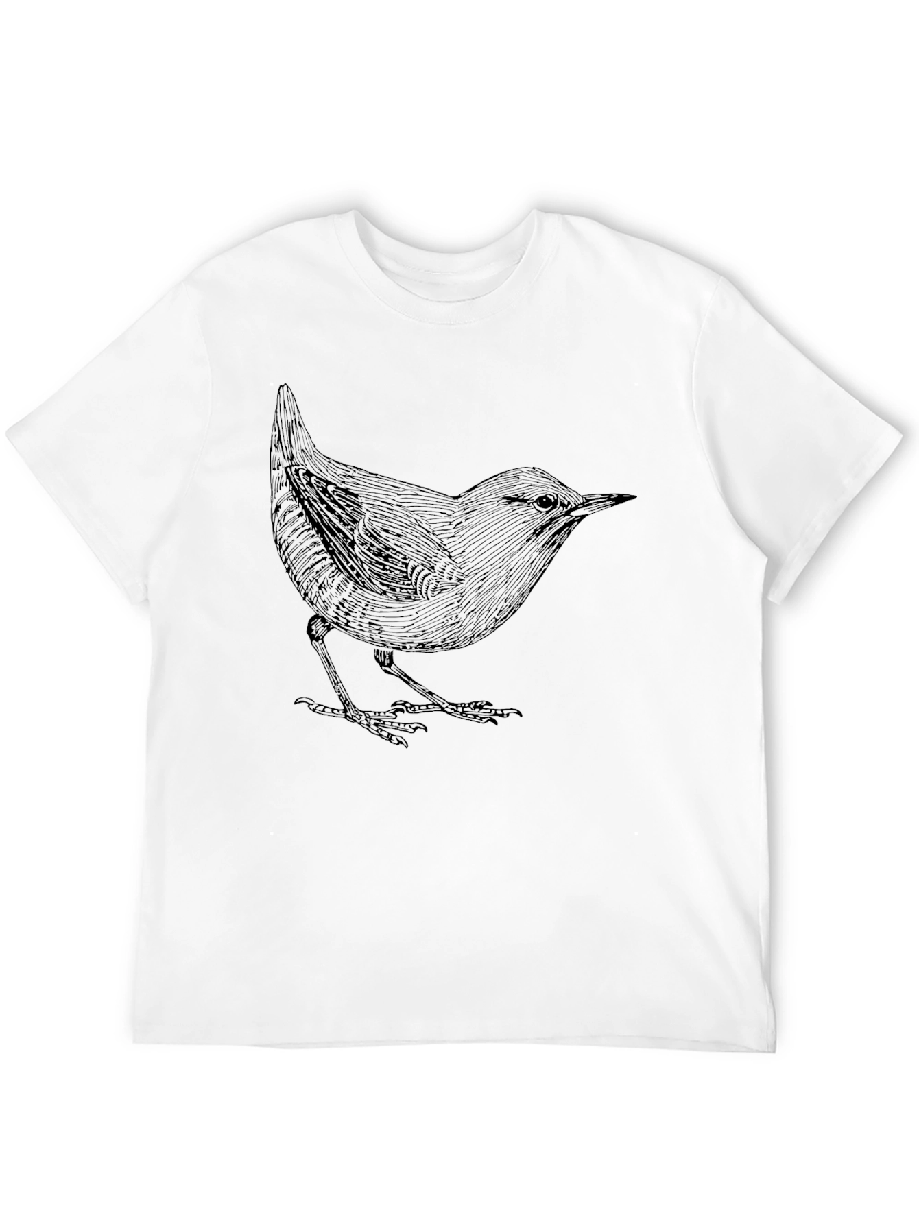Mens Black T-Shirt with Bird Print