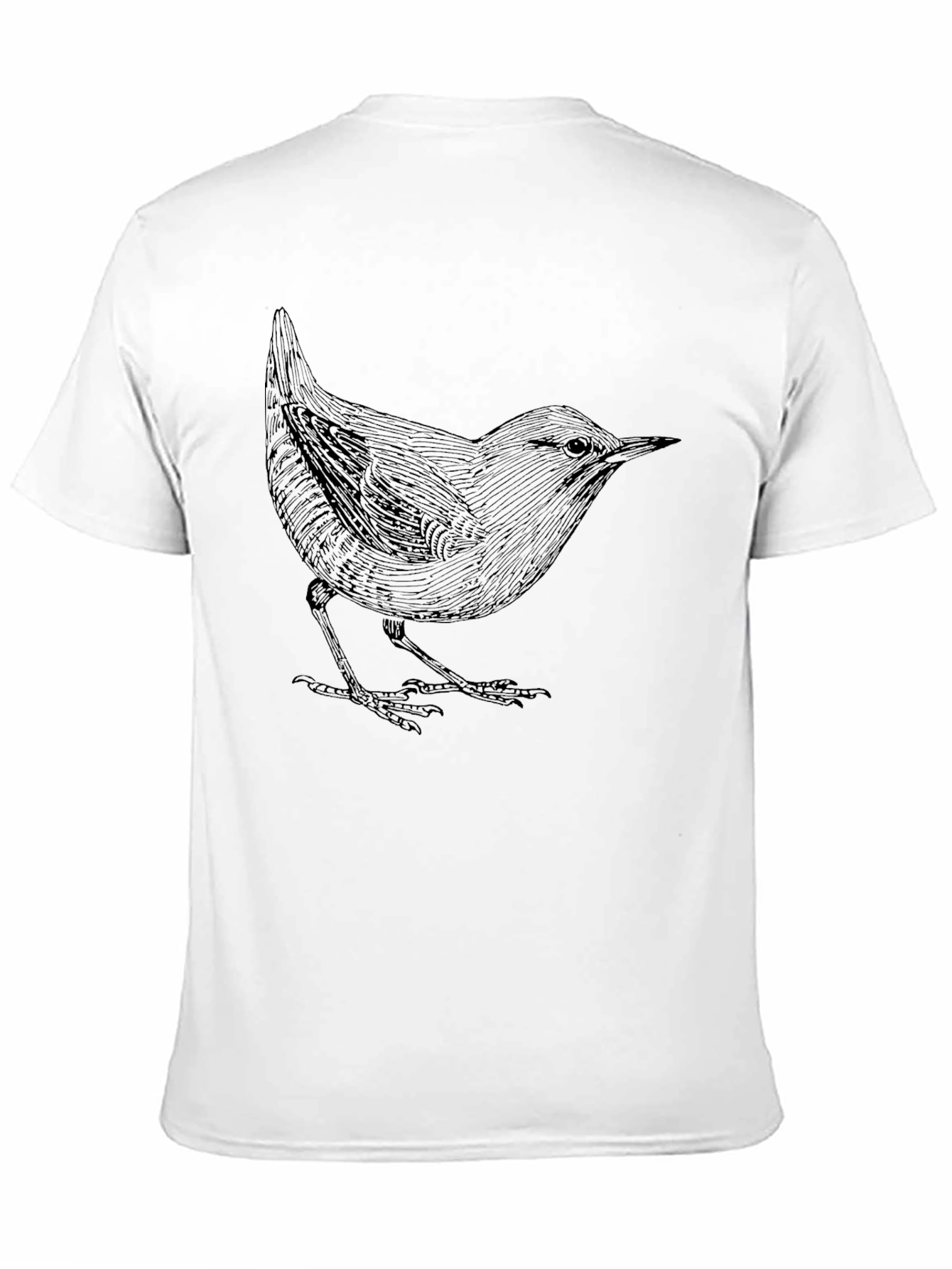 Mens Black T-Shirt with Bird Print