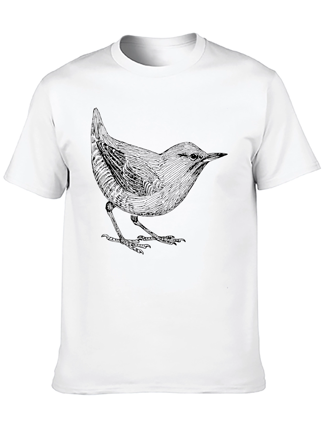 Mens Black T-Shirt with Bird Print