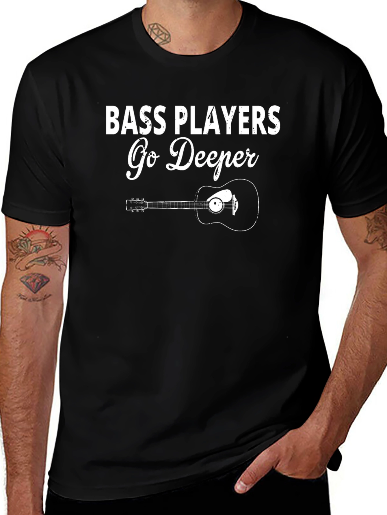 Bass Players Go Deeper T-Shirt - Music Lover Tee