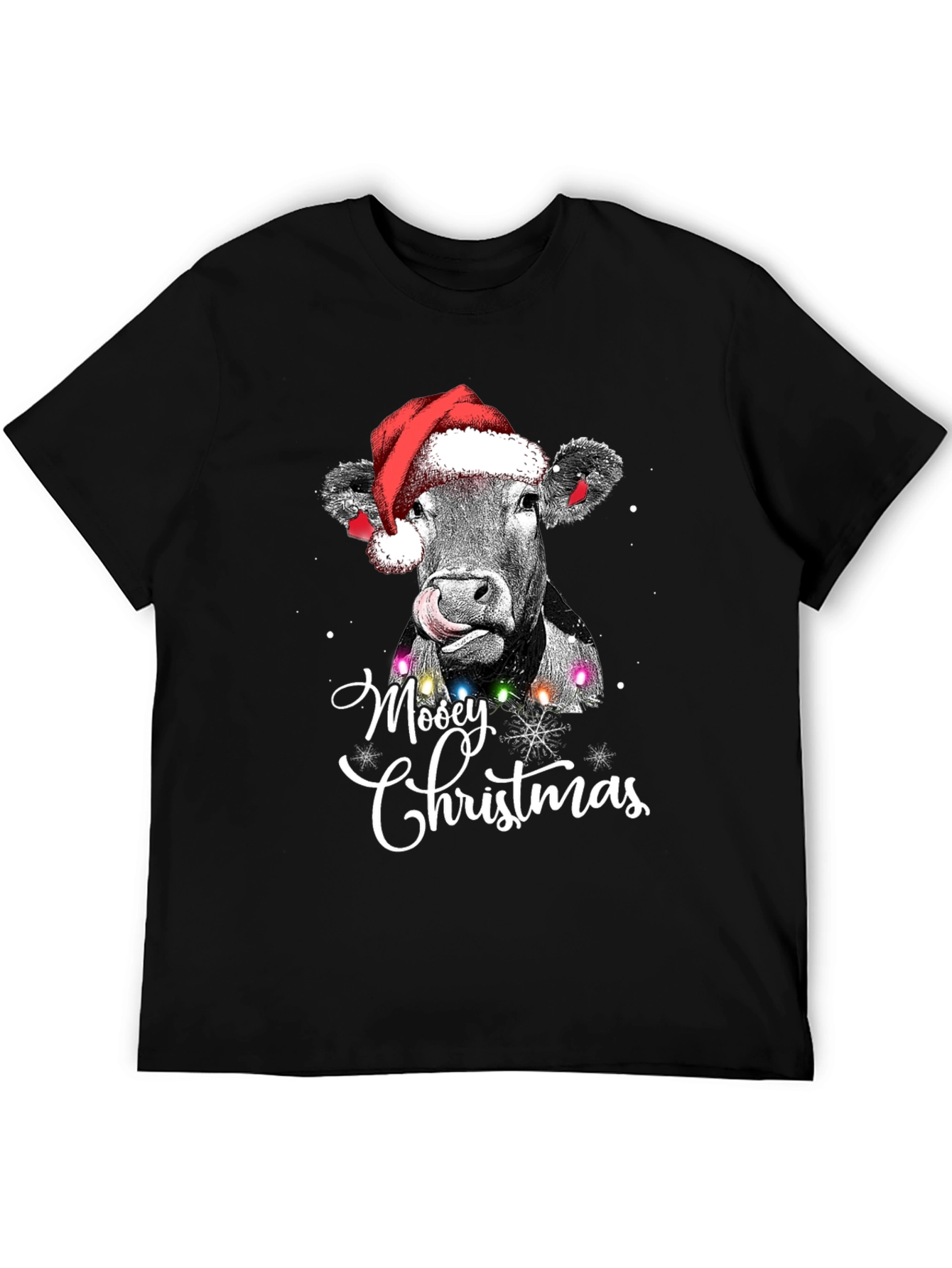 Moosey Christmas Cow Holiday Graphic Tee