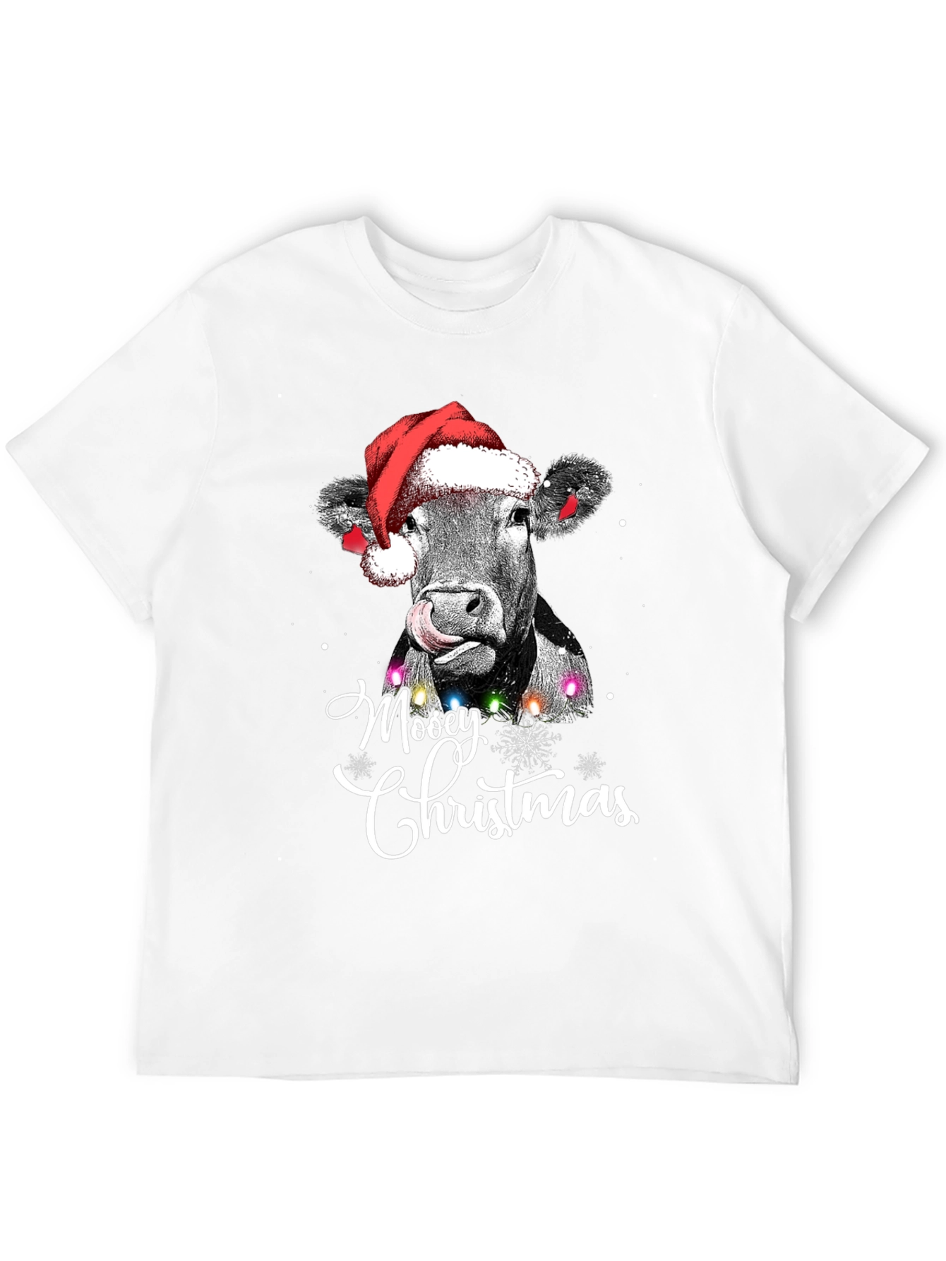 Moosey Christmas Cow Holiday Graphic Tee