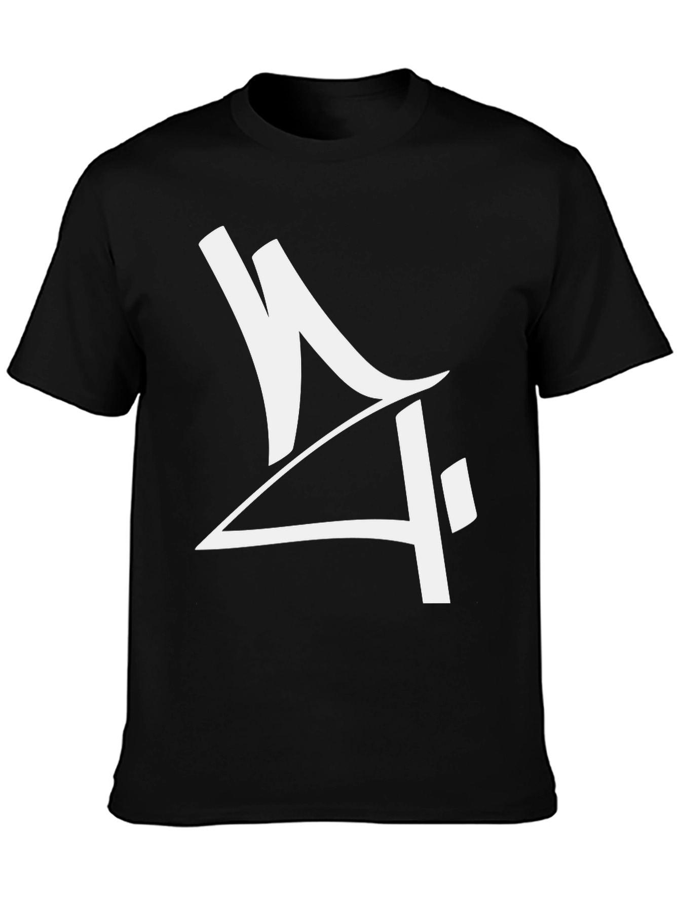 Mens Black Graphic Tee - Abstract White Design