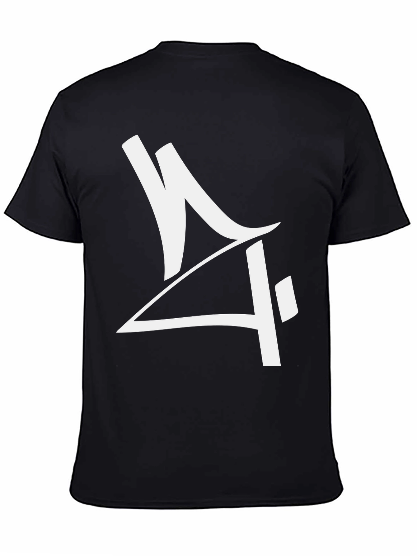Mens Black Graphic Tee - Abstract White Design