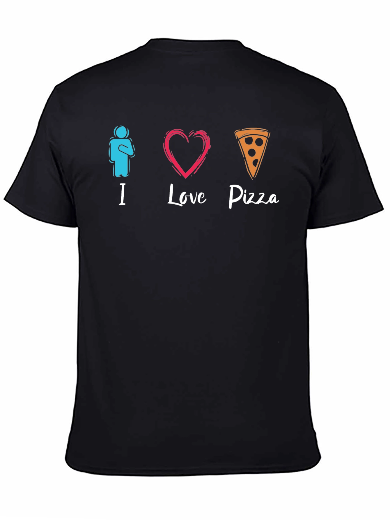 I Love Pizza Graphic Black T-Shirt