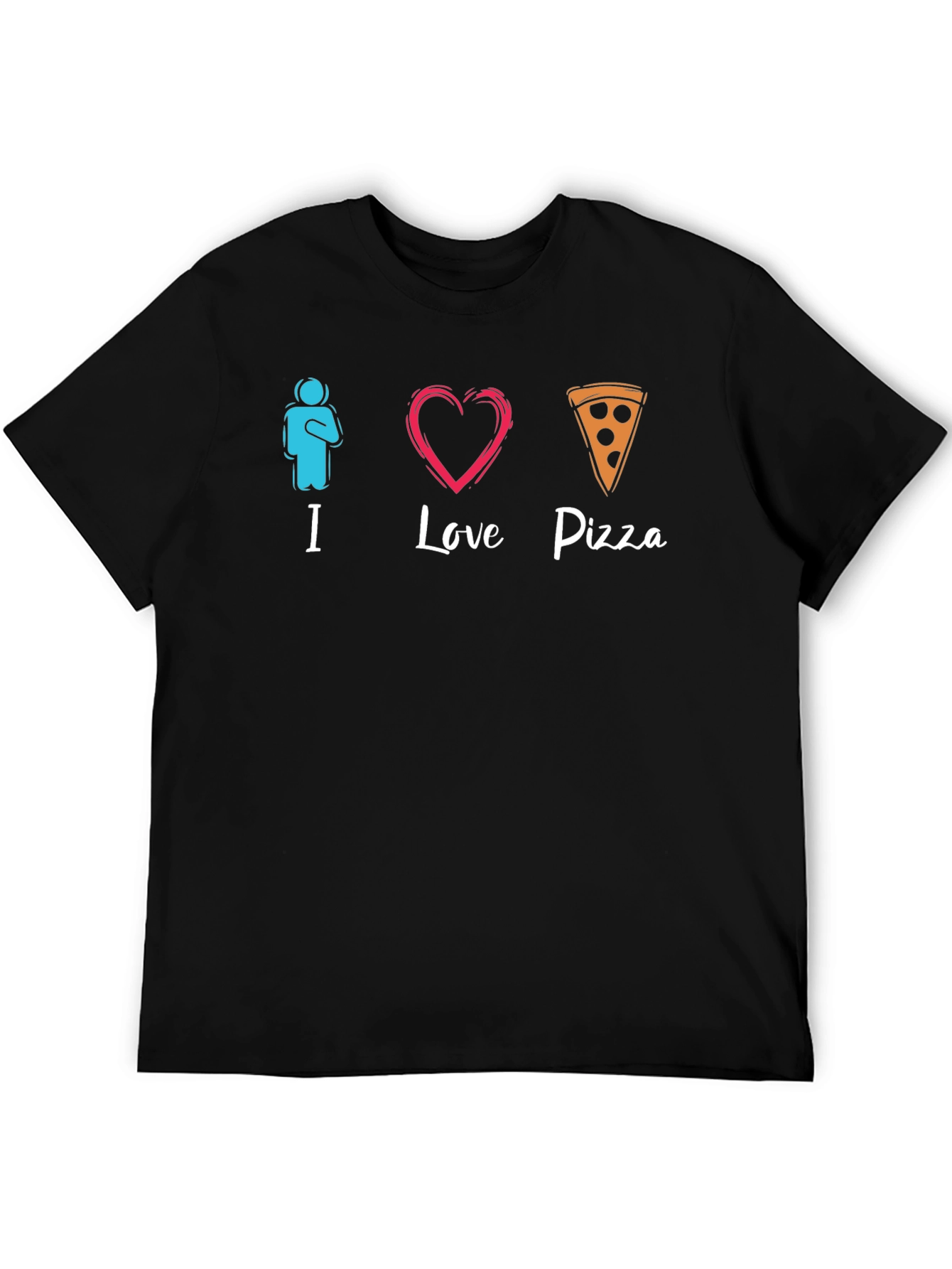 I Love Pizza Graphic Black T-Shirt
