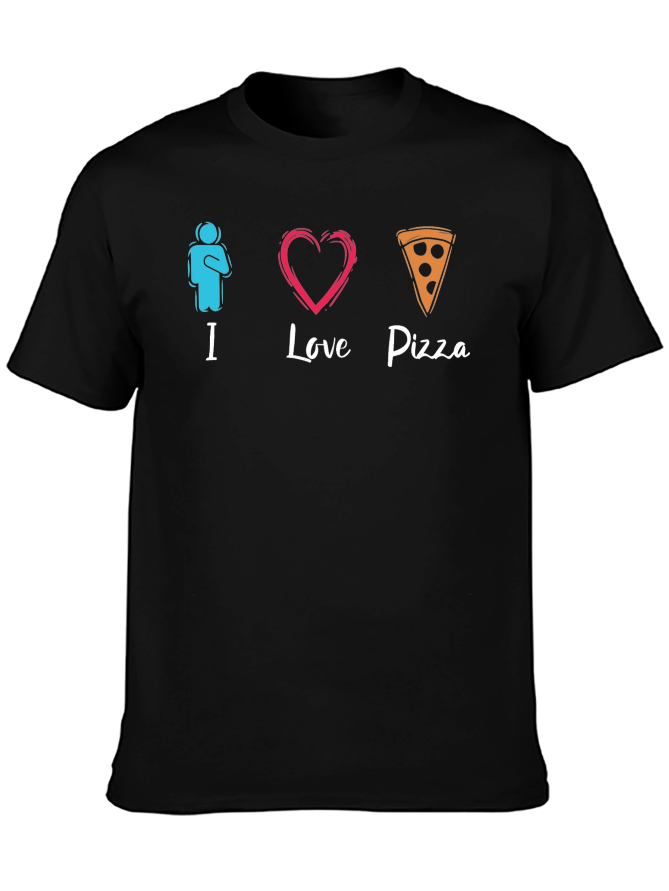I Love Pizza Graphic Black T-Shirt