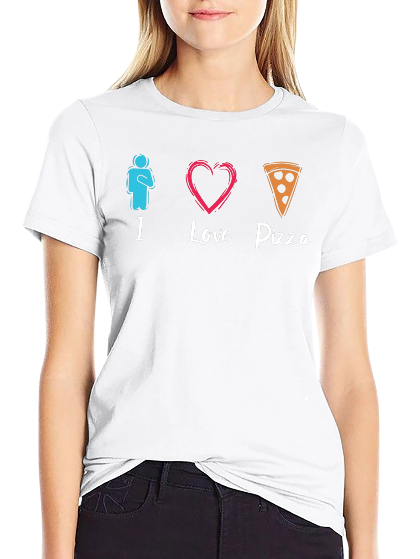 I Love Pizza Graphic Black T-Shirt