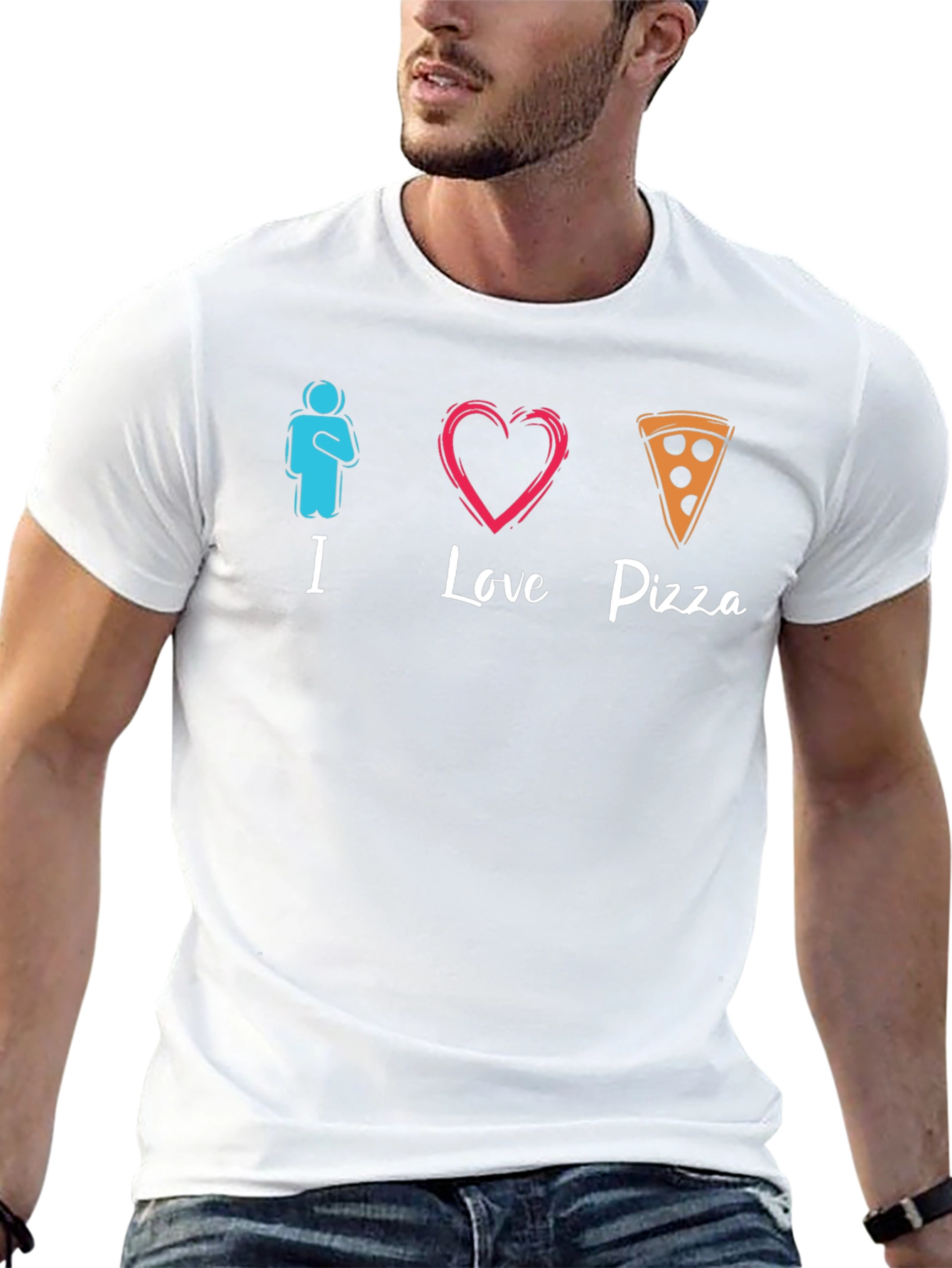 I Love Pizza Graphic Black T-Shirt