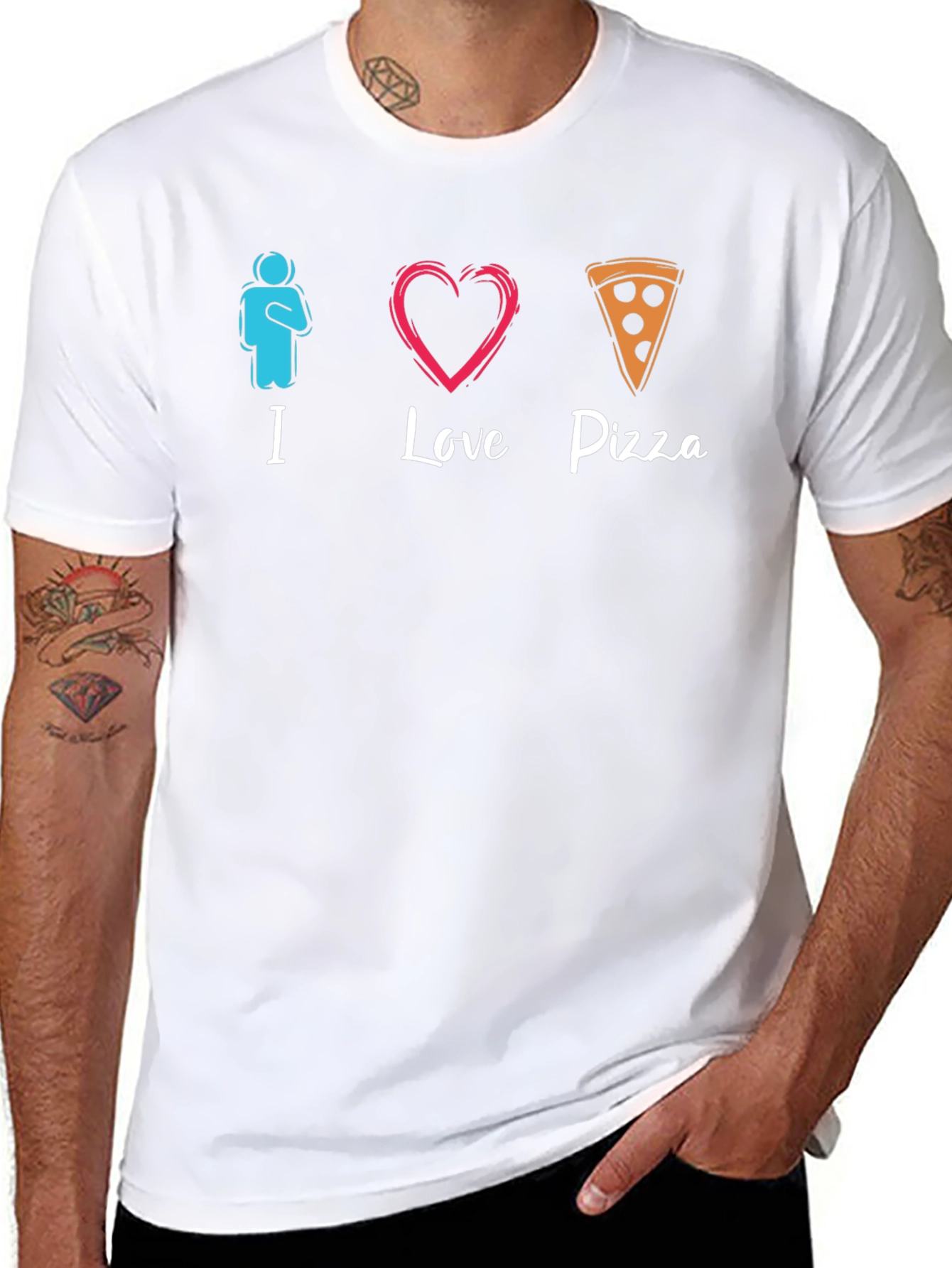 I Love Pizza Graphic Black T-Shirt