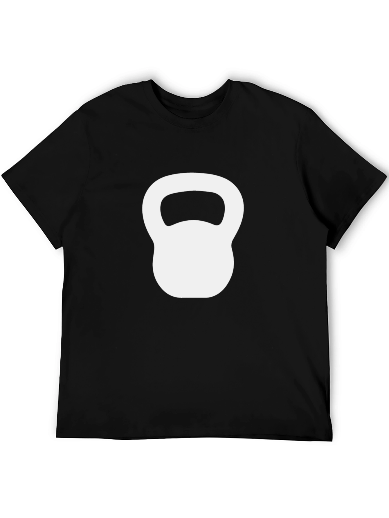 Mens Black T-Shirt with White Kettlebell Graphic