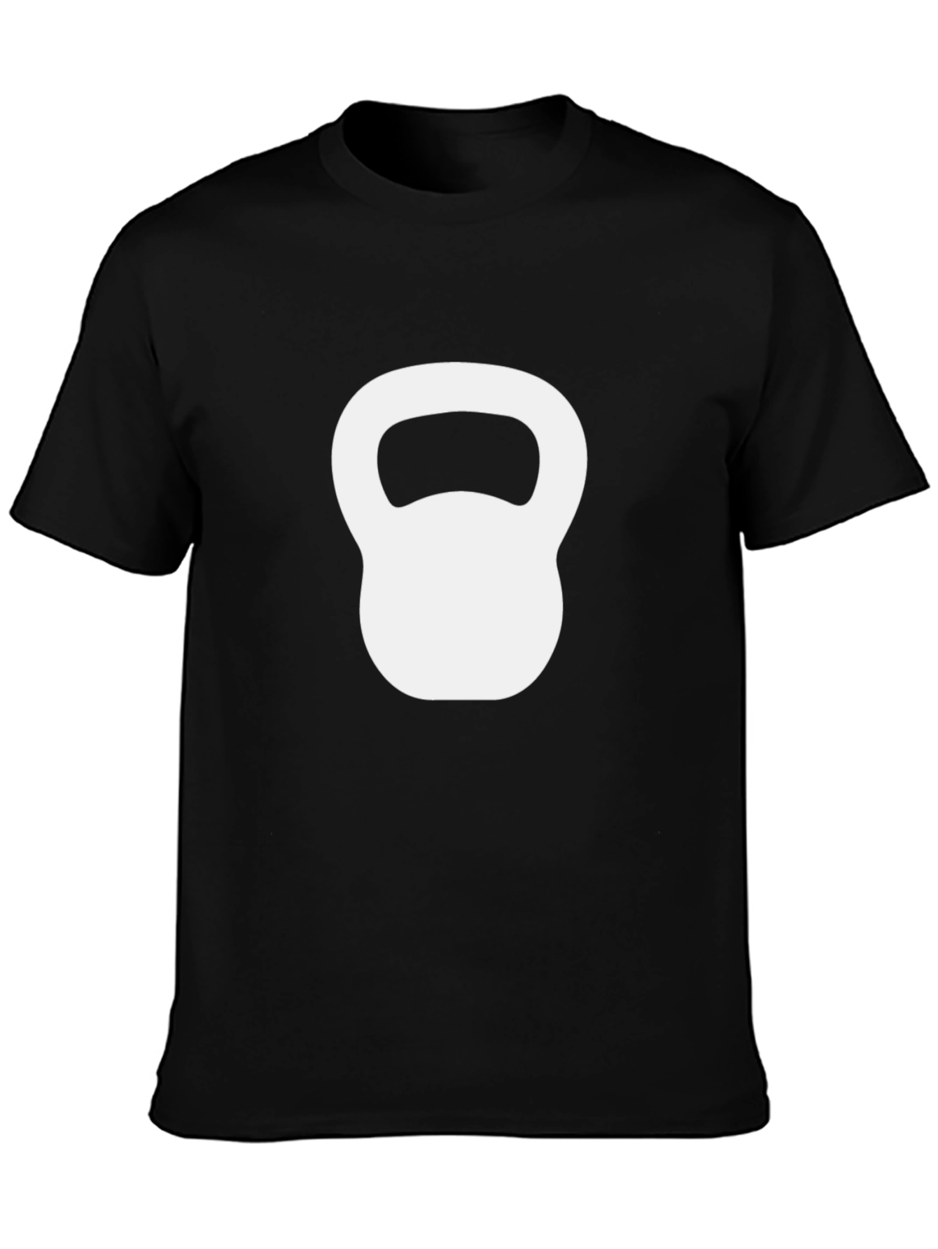 Mens Black T-Shirt with White Kettlebell Graphic