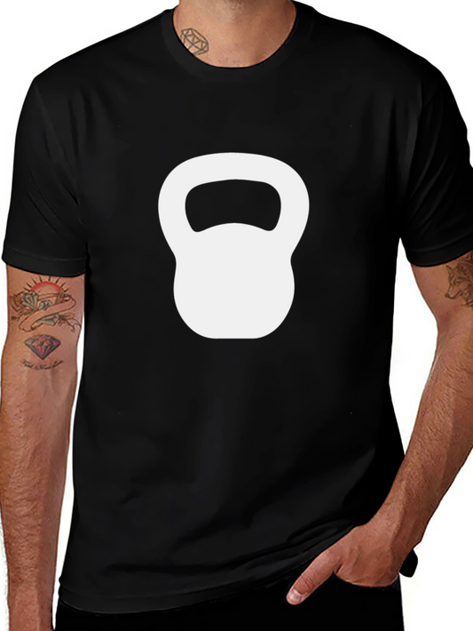 Mens Black T-Shirt with White Kettlebell Graphic
