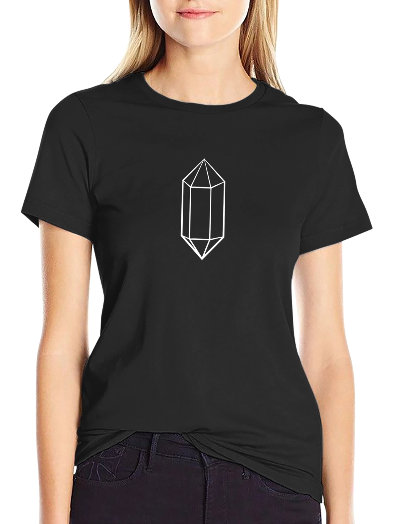 Geometric Crystal Graphic Tee - Black Cotton