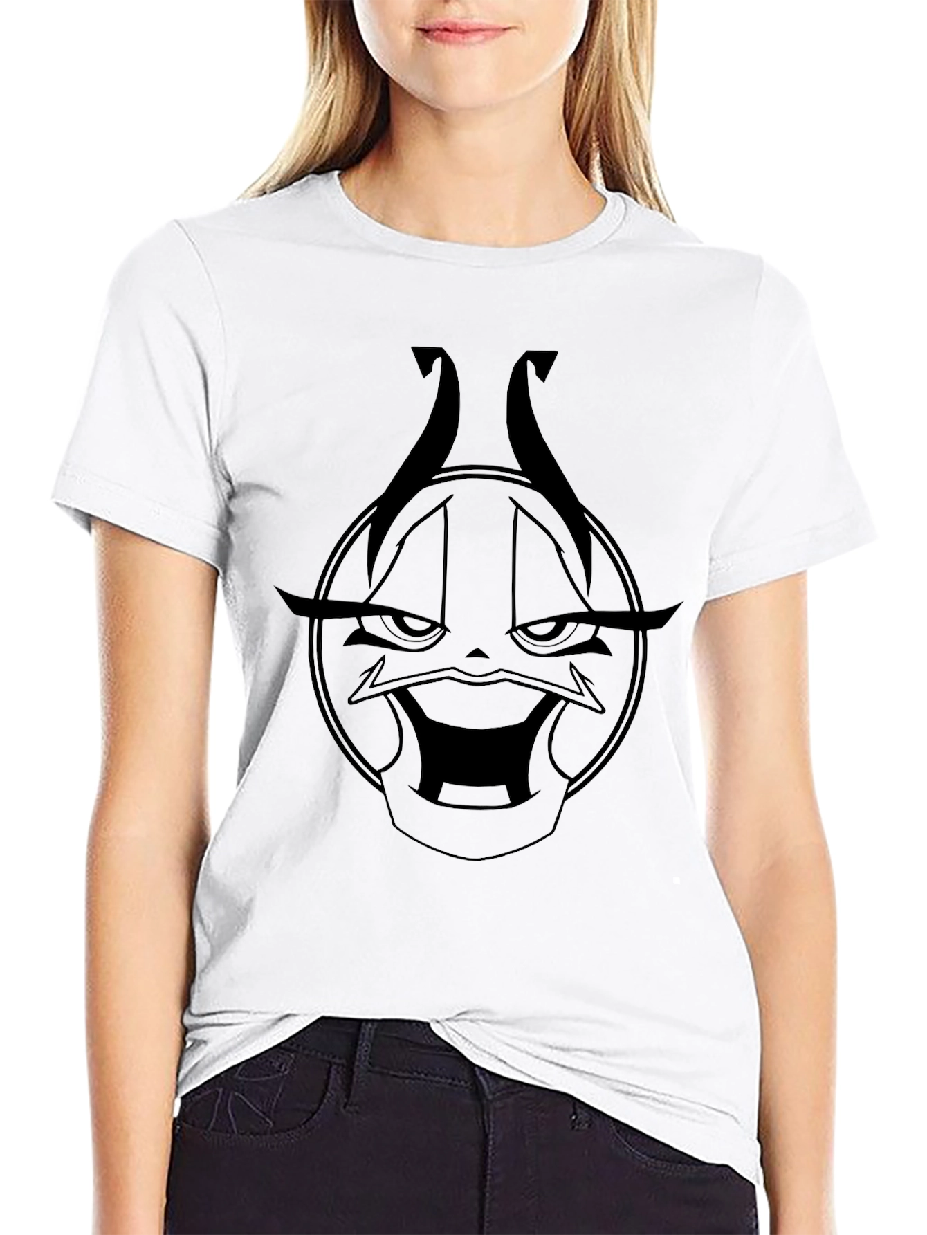 Black Graphic Tee - Wicked Cartoon Character Design