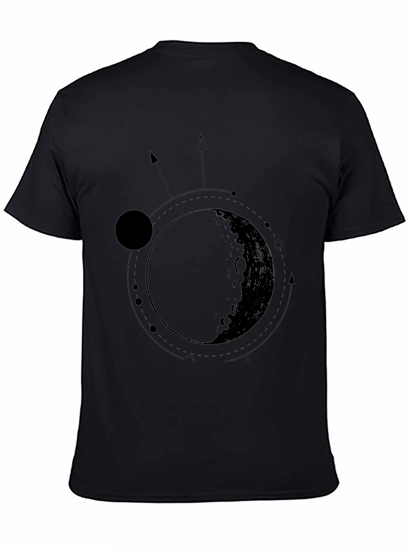 Celestial Moon Cycle Graphic Black T-Shirt