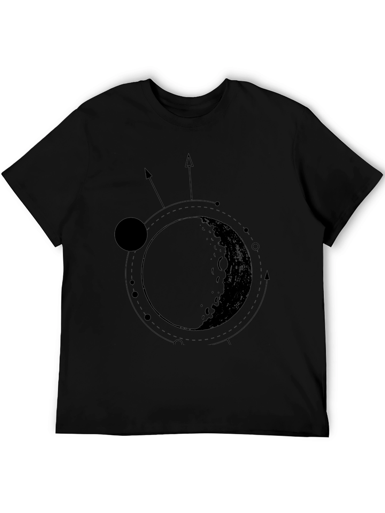 Celestial Moon Cycle Graphic Black T-Shirt
