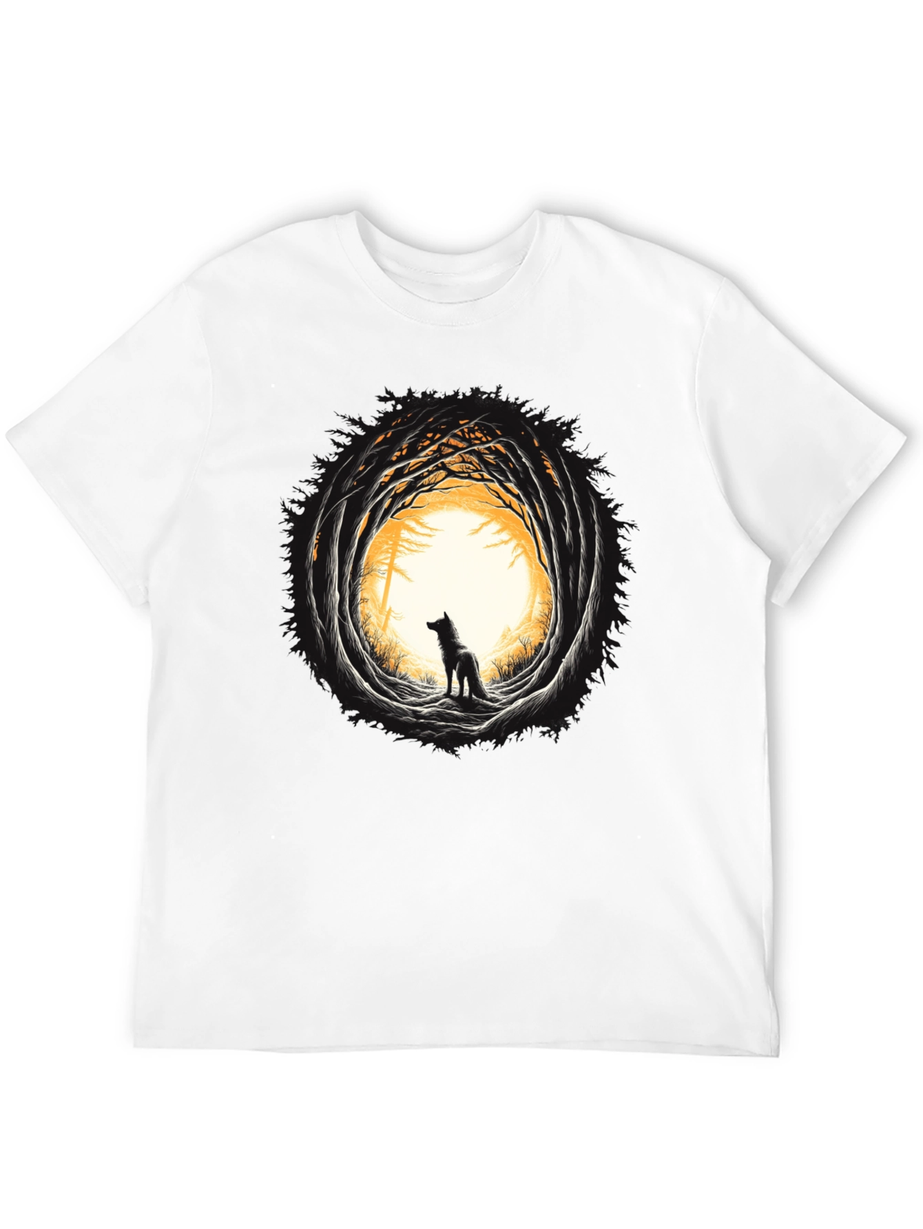 Wolf Silhouette Graphic Black T-Shirt