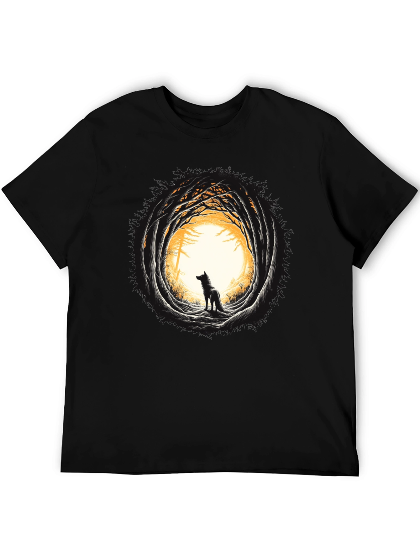 Wolf Silhouette Graphic Black T-Shirt