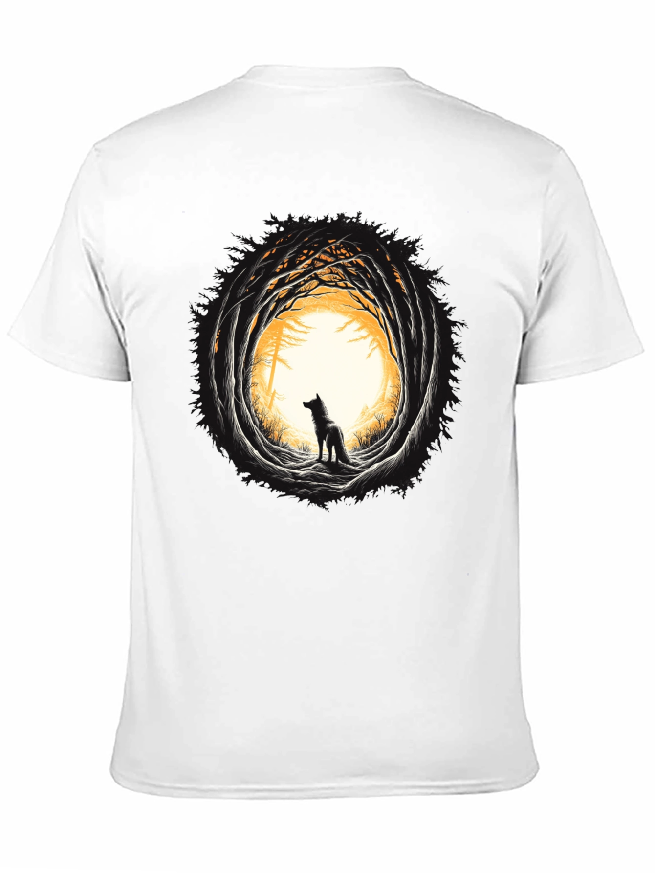 Wolf Silhouette Graphic Black T-Shirt