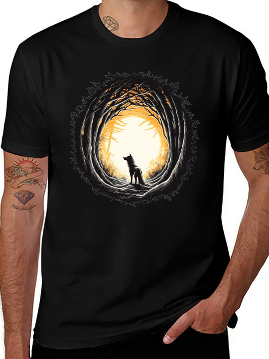 Wolf Silhouette Graphic Black T-Shirt
